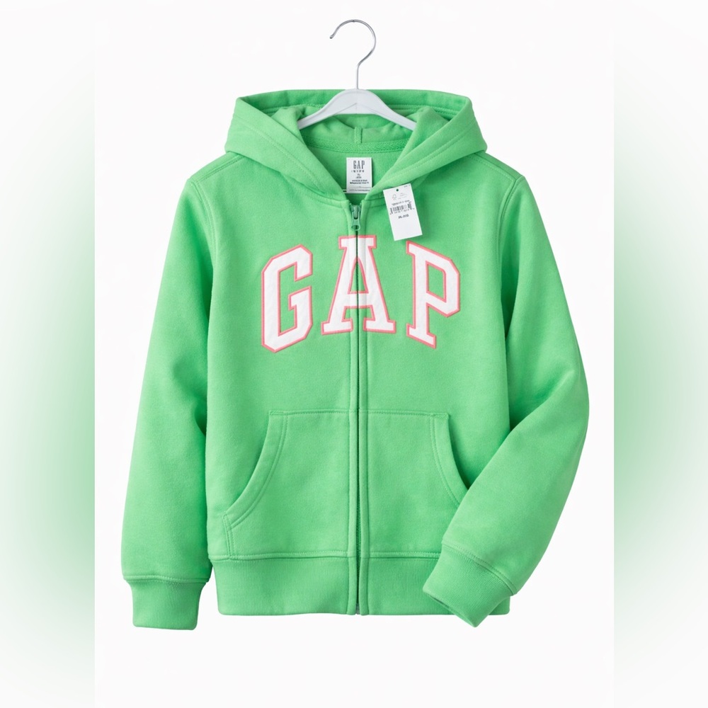 GAP Kids Mint Green Hoodie with Pink Logo NWT - Picture 2 of 4